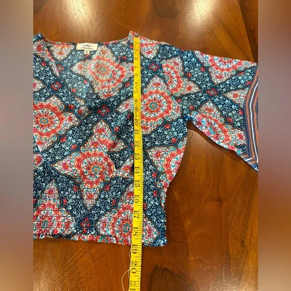 Red and Blue Cropped Wrap Blouse with Dolman Sleeves by twine & string, … - Picture 8 of 8